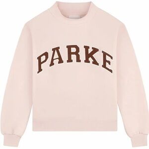 Parke Women's Blush Mockneck Sweatshirt with Chocolate Lettering